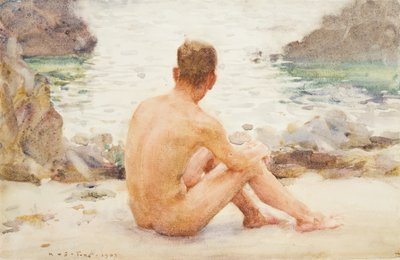 Charlie sitzt im Sand, 1907 von Henry Scott Tuke